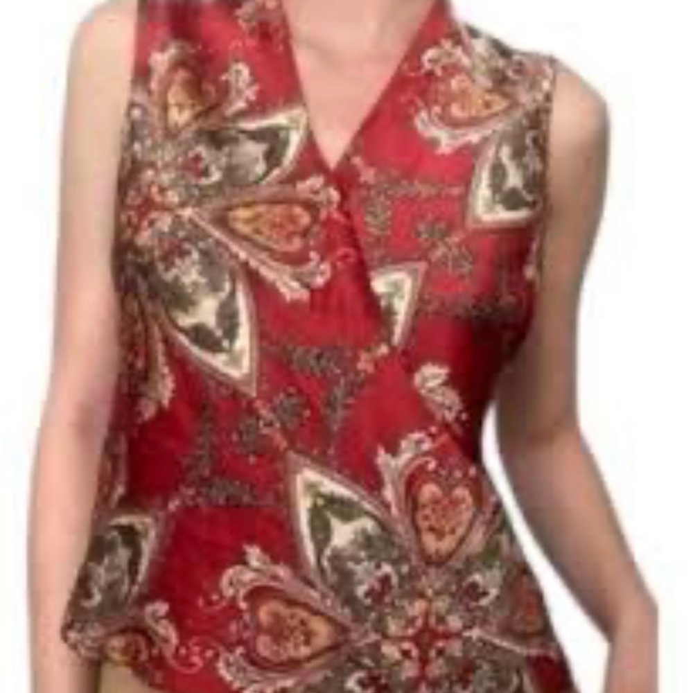 Talbots Pure Silk Paisley sleeveless Blouse Size 6 Petites